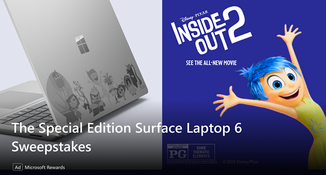 The Inside Out2 Sweepstakes featuring customized Surface laptop